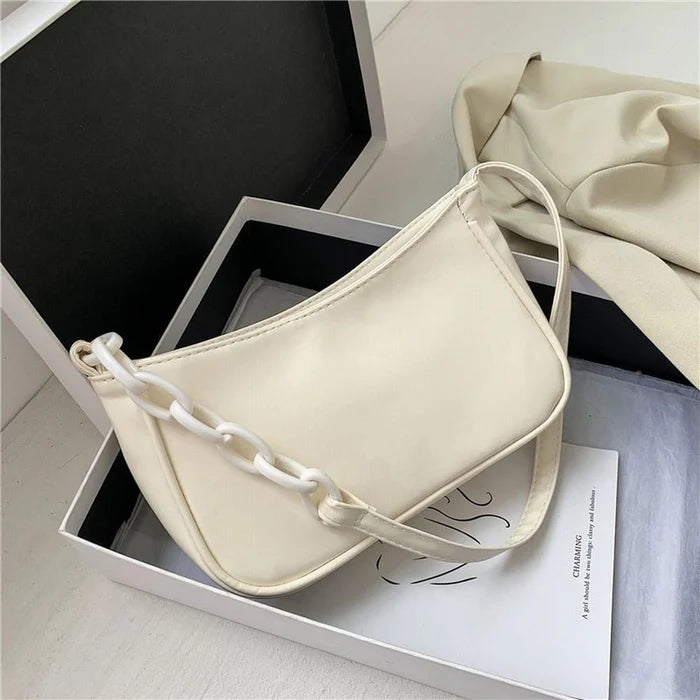 Bolsa de Ombro de Couro Alça com Elos