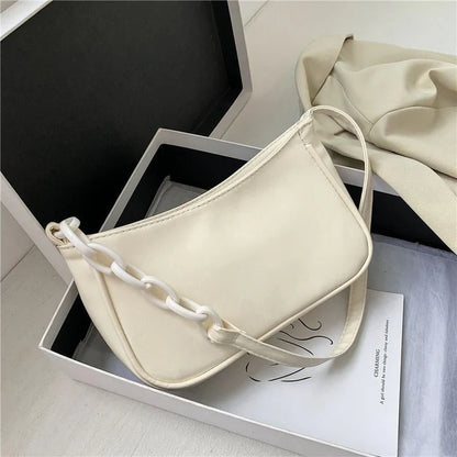 Bolsa de Ombro de Couro Alça com Elos